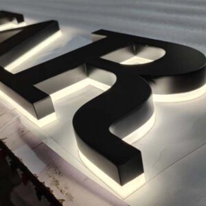 backlit metal sign
